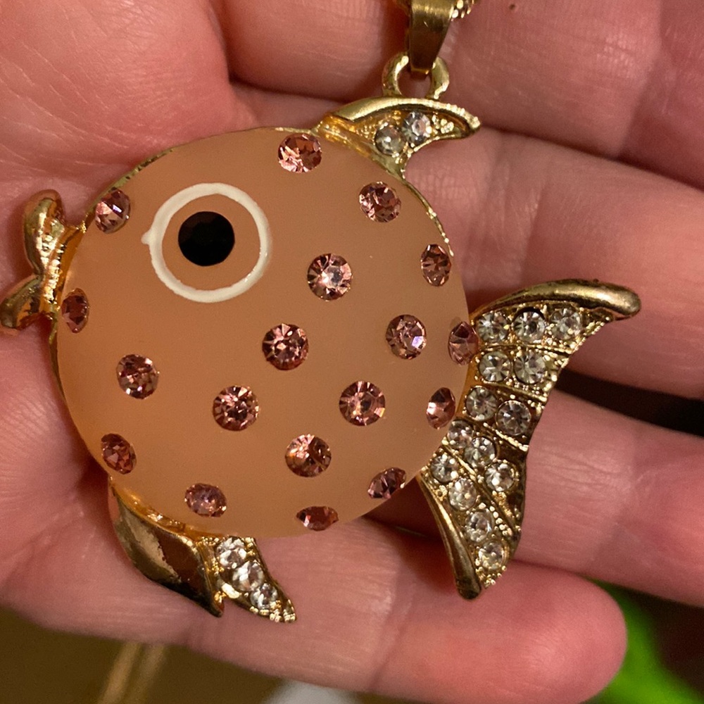 Pink fish necklace